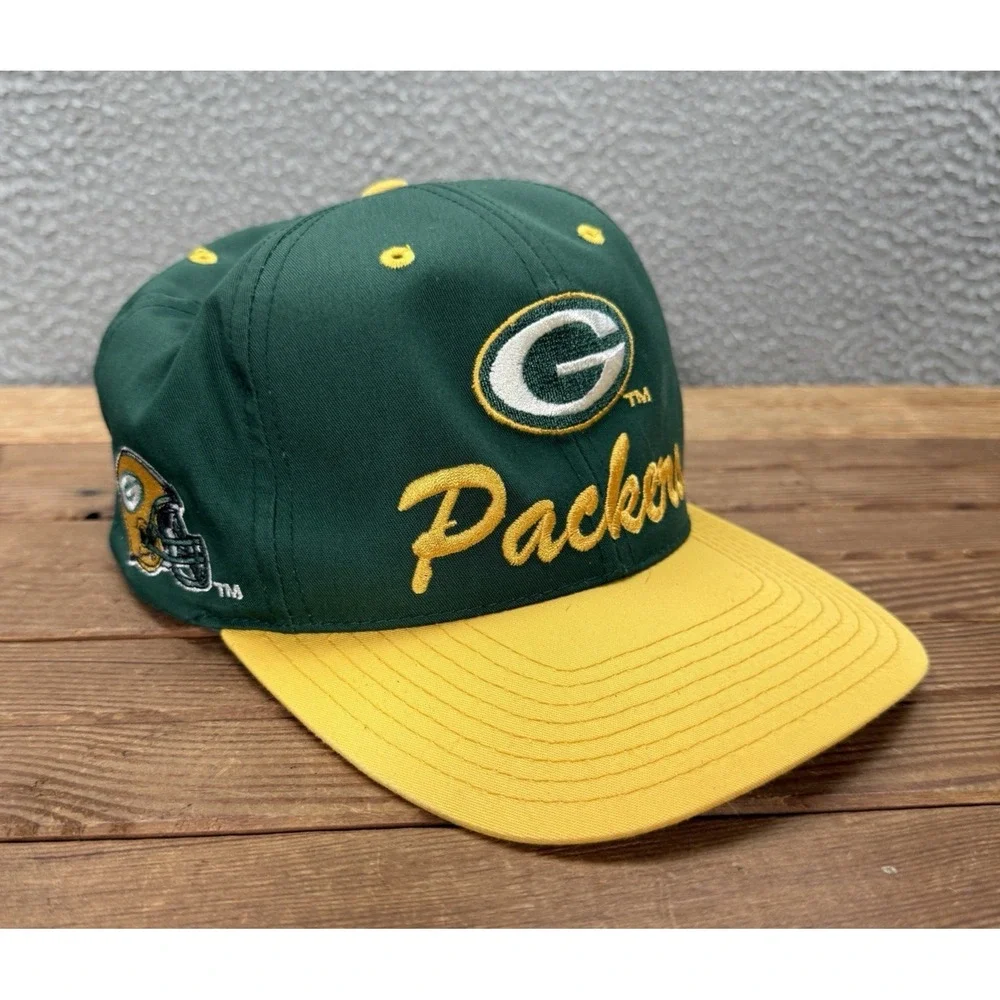 Vintage Green Bay Packers Hat Adult Green Snapback Cap Embroidered 90s Y2K